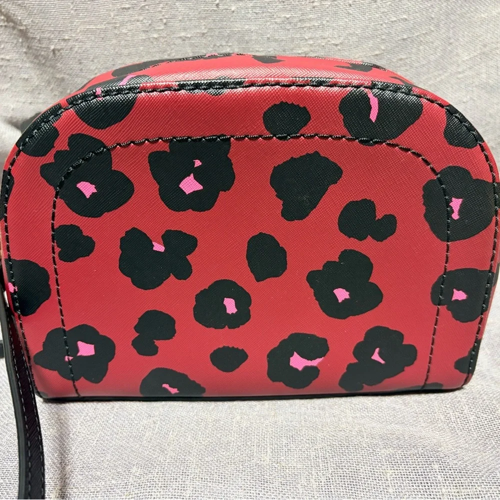 Marc Jacobs Red Leopard Cosmetic Pouch with Black & Pink Accents
